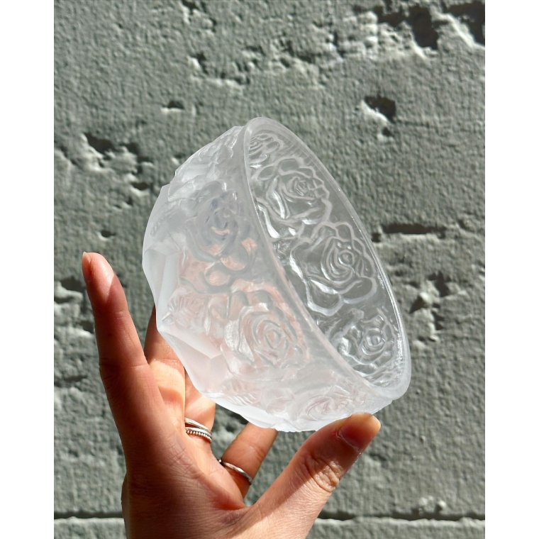 Lille krystalskl m roser, mat yderside