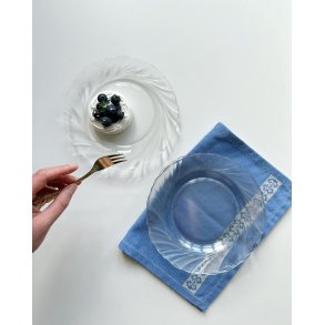 Vereco cake plates, clear w swirl, set of 4, NB