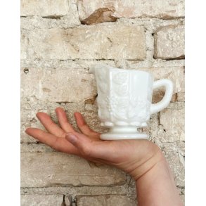 Creamer, opaline glass, edged with grapevine