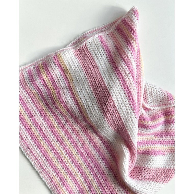 Hklet barnevognstppe, rosa/hvid/gul