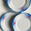 Tjekkoslovakiske middagstallerkner m roser og bl farve, 7 stk samlet