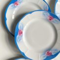 Tjekkoslovakiske middagstallerkner m roser og bl farve, 7 stk samlet