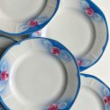 Tjekkoslovakiske middagstallerkner m roser og bl farve, 7 stk samlet