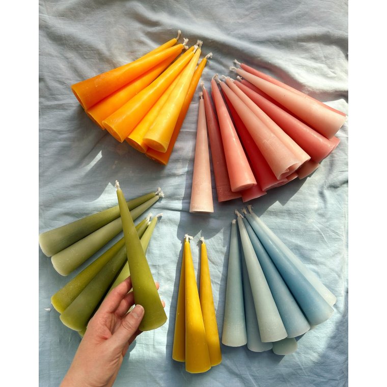 Sollys keglelys, hndlavet bivoks, pr stk