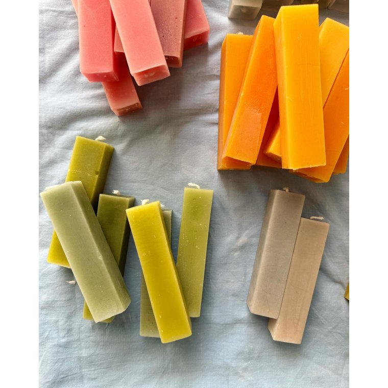 Sollys bloklys, hndlavet bivoks, pr stk