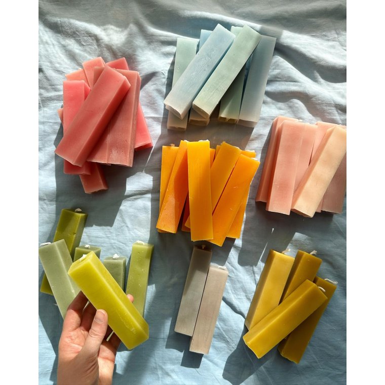 Sollys bloklys, hndlavet bivoks, pr stk