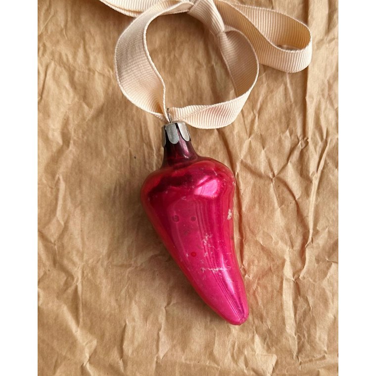 Vintage julekugle, rd chili