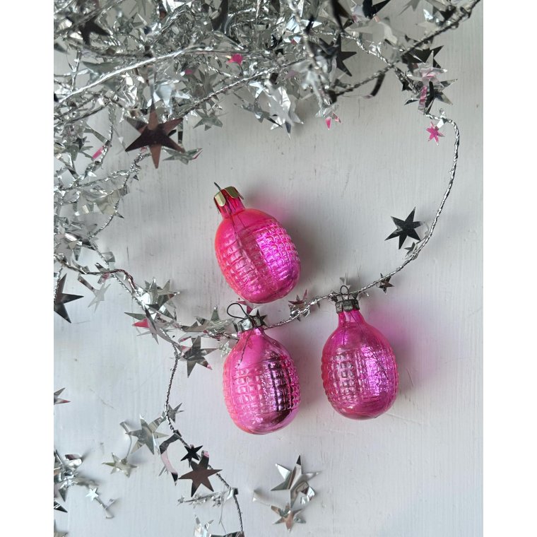 Vintage julekugle, pink lanterne, pr stk