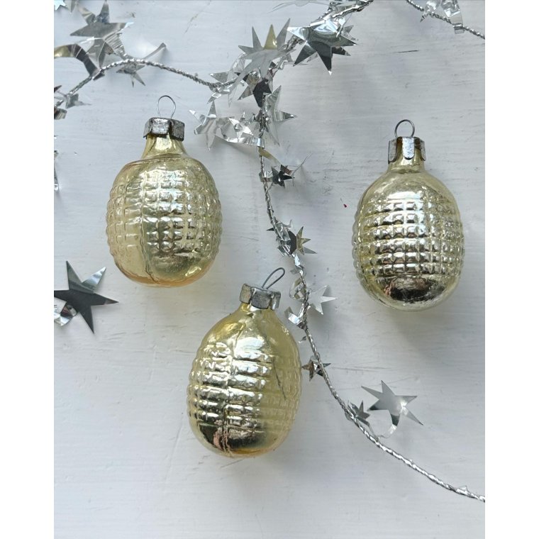 Vintage julekugle, champagnefarvet lanterne, pr stk