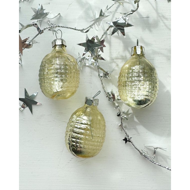 Vintage julekugle, champagnefarvet lanterne, pr stk