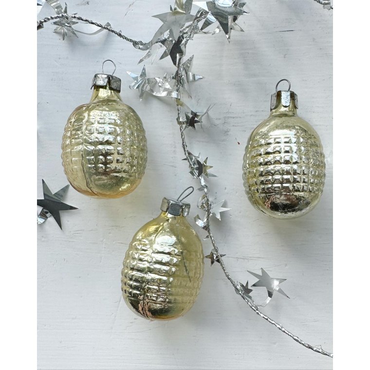 Vintage julekugle, champagnefarvet lanterne, pr stk
