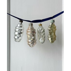 Vintage Christmas balls, silver lanterns, set of 4