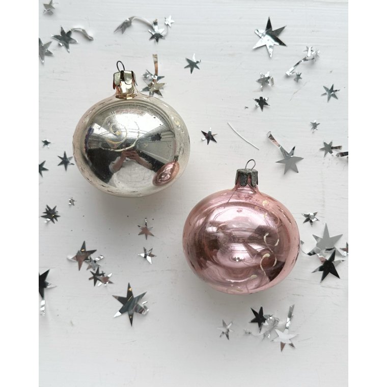 Vintage julekugler, par med dekoration, NB