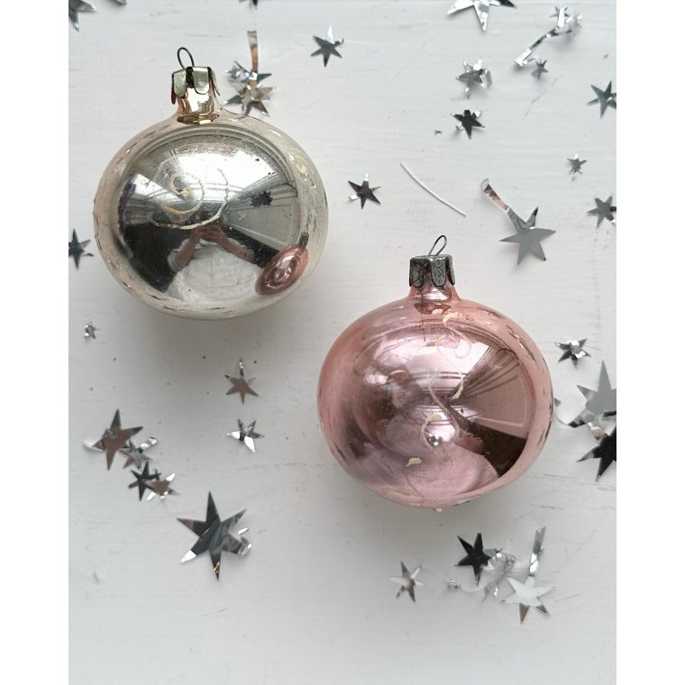 Vintage julekugler, par med dekoration, NB