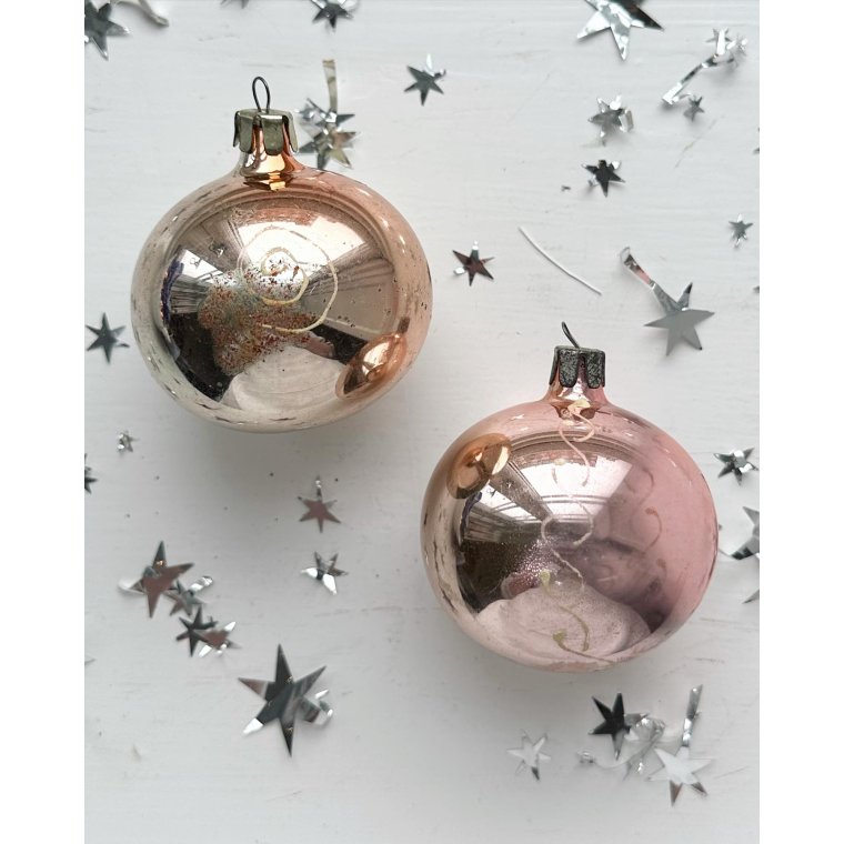 Vintage julekugler, par med dekoration, NB