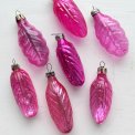 Vintage julekugler, st af pink lv, 7 stk samlet
