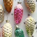 Vintage julekugler, pastelkogler m mica, 8 stk samlet
