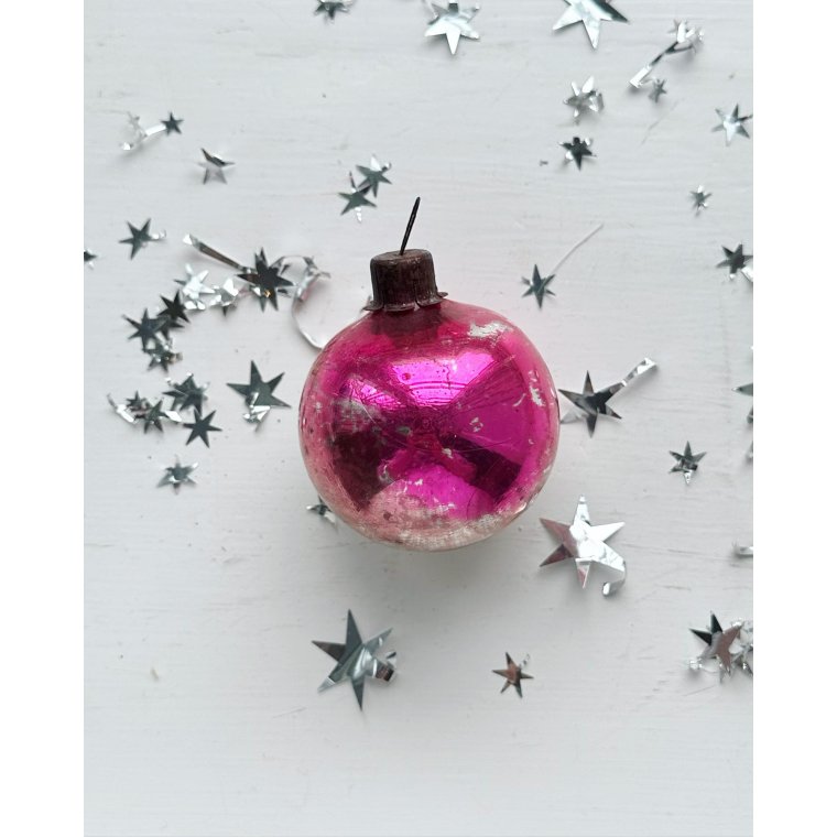 Vintage julekugle, pink patineret