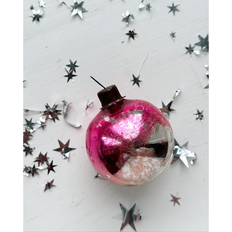 Vintage julekugle, pink patineret