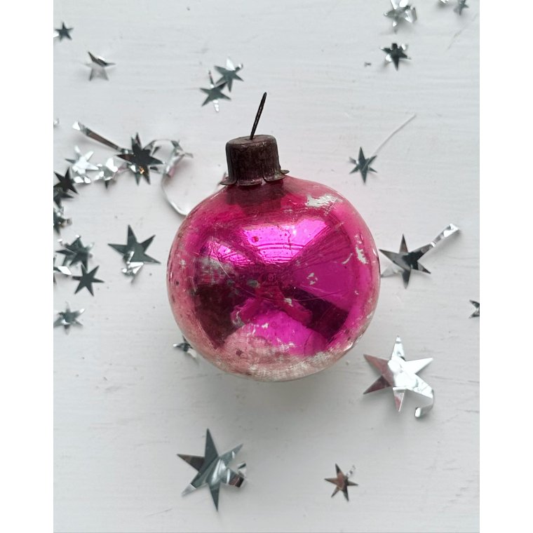Vintage julekugle, pink patineret