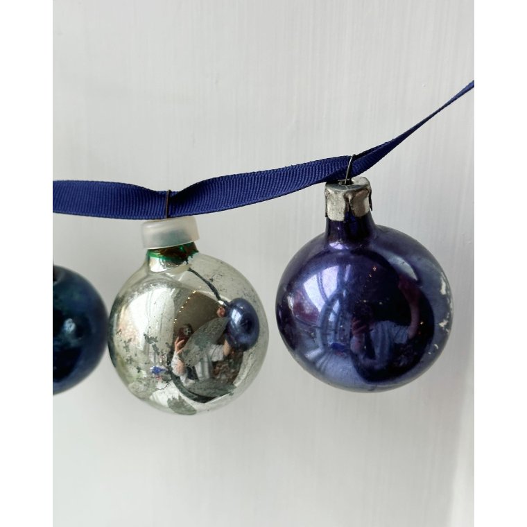 Vintage julekugler, slv og bl, 4 stk samlet