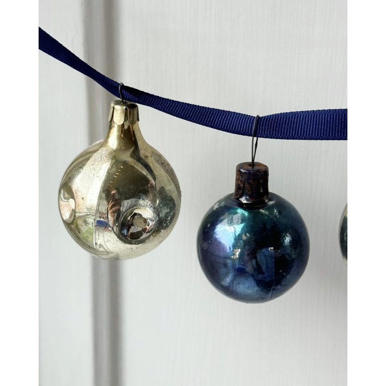 Vintage julekugler, slv og bl, 4 stk samlet