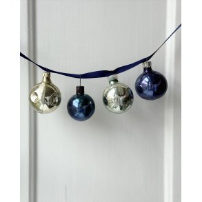 Vintage Christmas balls, silver and blue, set of 4