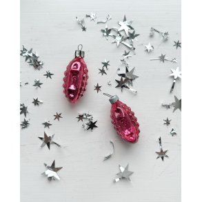 Vintage Christmas ornaments, dark pink lanterns, set of 2