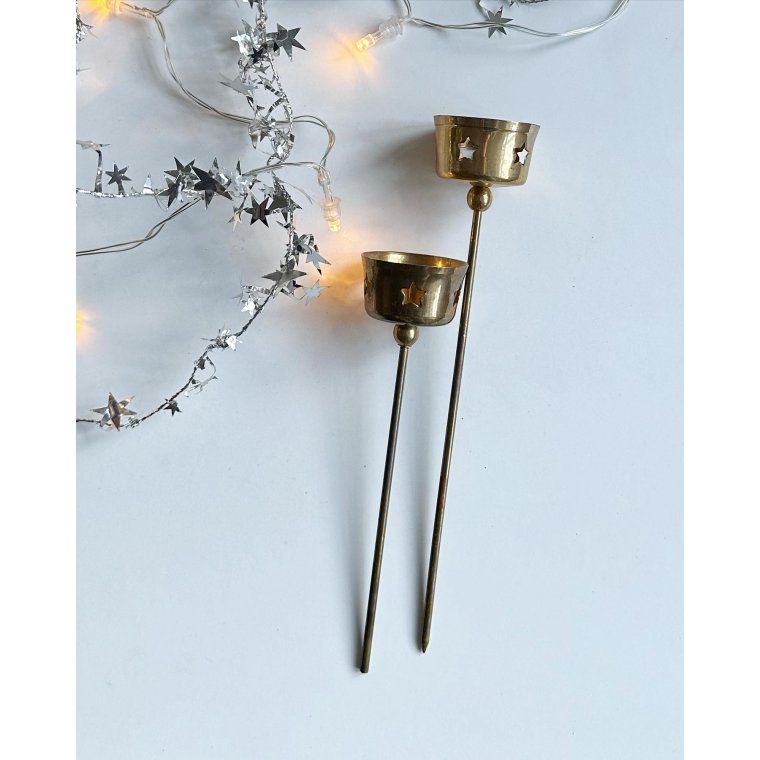 Fyrfadsspyd, messing, st af 2