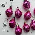 Vintage julekugler, pink hindbr, pr stk