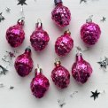 Vintage julekugler, pink hindbr, pr stk