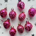 Vintage julekugler, pink hindbr, pr stk