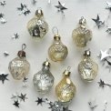 Vintage julekugler, gyldne minilanterner, 7 stk samlet