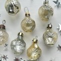 Vintage julekugler, gyldne minilanterner, 7 stk samlet