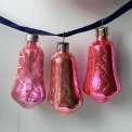 Vintage julekugler, pink klokker, 6 stk samlet