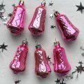 Vintage julekugler, pink klokker, 6 stk samlet