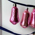 Vintage julekugler, pink klokker, 6 stk samlet