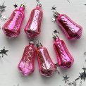 Vintage julekugler, pink klokker, 6 stk samlet