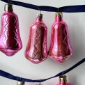 Vintage julekugler, pink klokker, 6 stk samlet