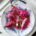 Vintage julekugler, store pink ornamenter, 6 stk samlet