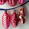 Vintage julekugler, store pink ornamenter, 6 stk samlet
