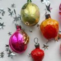 Vintage julekugler, samling frugter, 6 stk samlet