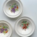 Porridge dishes w fruit motifs, English faience, set of 4, NB