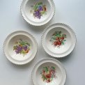Porridge dishes w fruit motifs, English faience, set of 4, NB