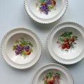 Porridge dishes w fruit motifs, English faience, set of 4, NB