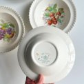 Porridge dishes w fruit motifs, English faience, set of 4, NB