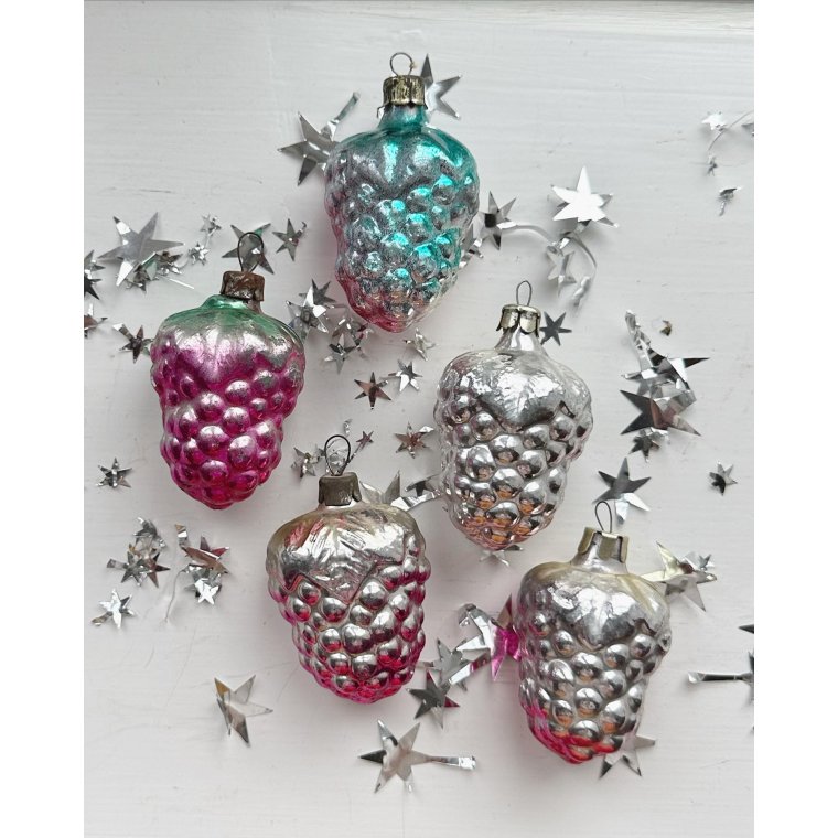 Vintage julekugler, luksusdruer, 5 stk samlet
