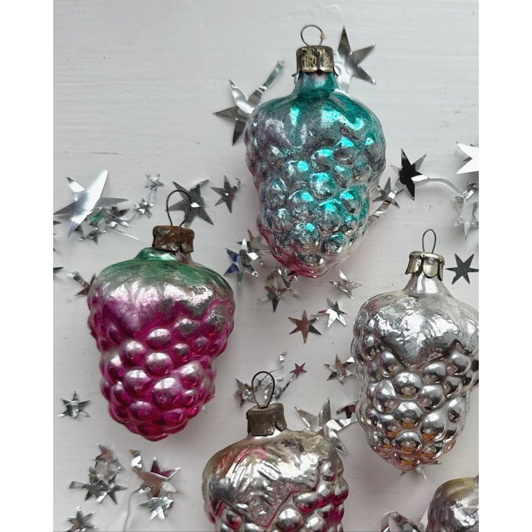 Vintage julekugler, luksusdruer, 5 stk samlet