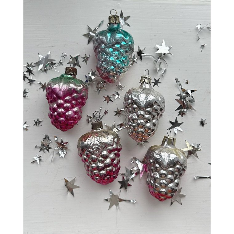 Vintage julekugler, luksusdruer, 5 stk samlet