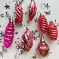 Vintage julekugler, rosa st, 7 stk samlet
